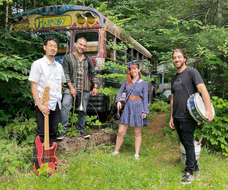 Blue Dahlia, led by Dahlia Dumont, performs in Bogardus Plaza on April 26. Photo courtesy of Dahlia Dumont